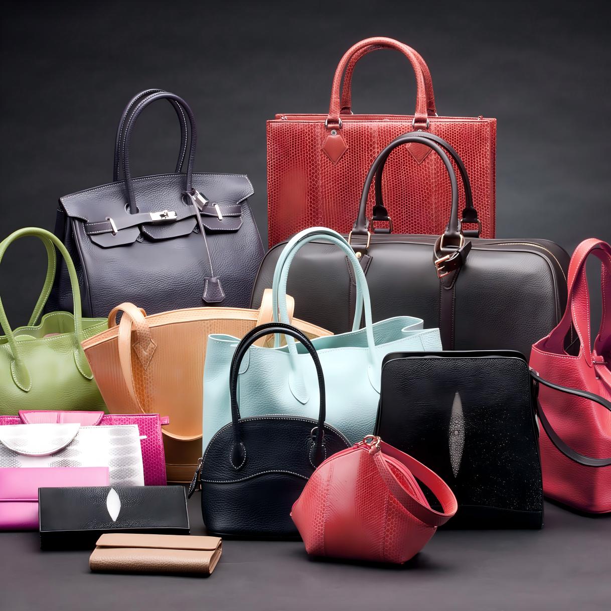 Collection of stylish women's handbags in various colors, made with premium nylon and genuine leather, showcasing modern minimalist design and daily versatility